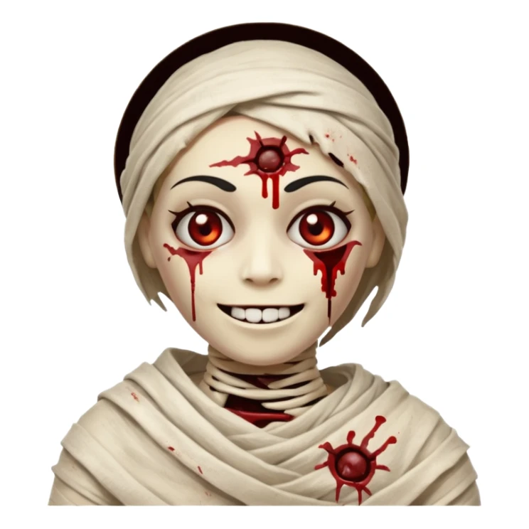 halloween mummy smiling and with blood stains sticker