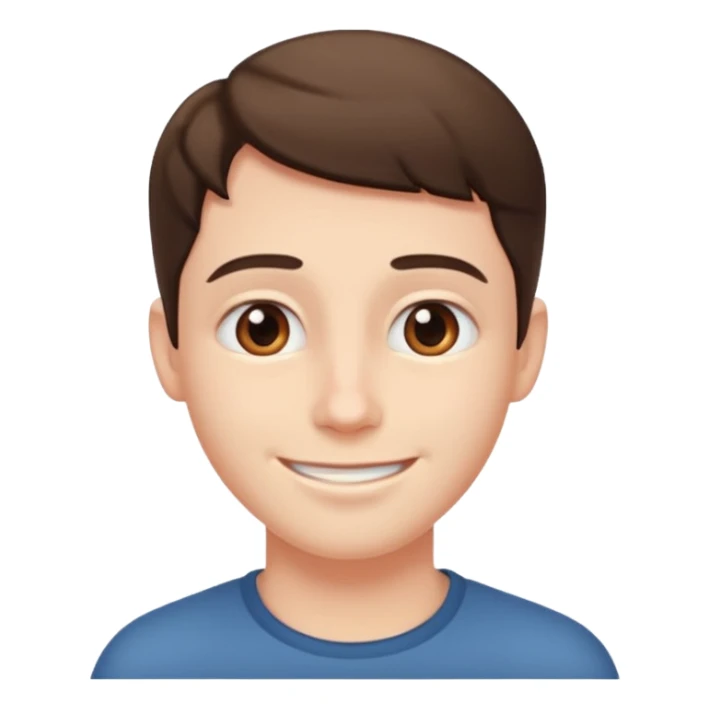 Trusting face emoji with steady gaze, smile, slightly tilted head, softened jaw sticker