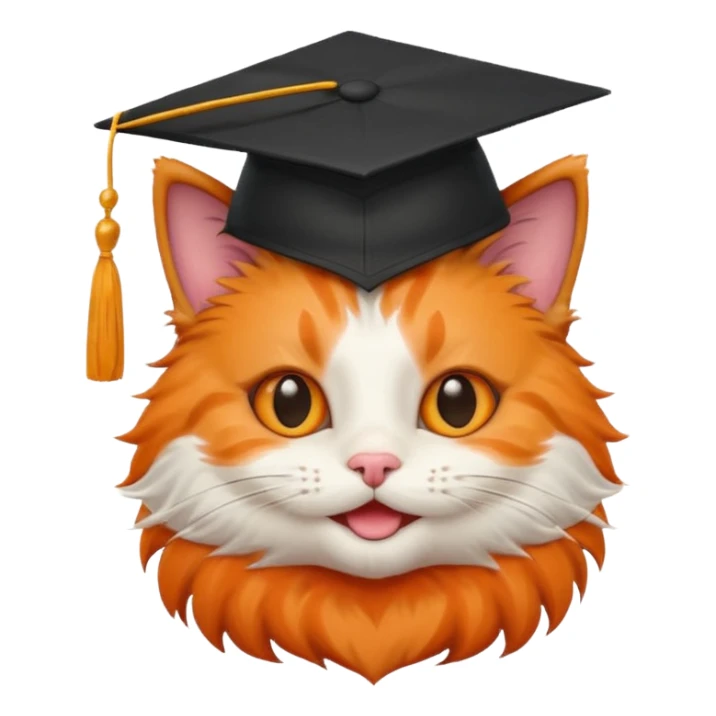 happy cat wearing a graduation cap sticker