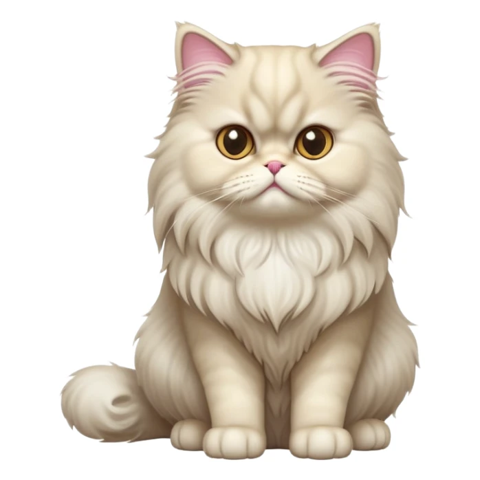 cinematic-[persian cat]-realistic-full-body-sitting-emoji,-tail-curled-playfully-around-its-paws,-head-tilted-dramatically,-fluffy-[persian cat]-fur,-simplified-yet-realistic-focused-features,-highly-detailed,-glowing-with-an-almost-sarcastic-glow sticker