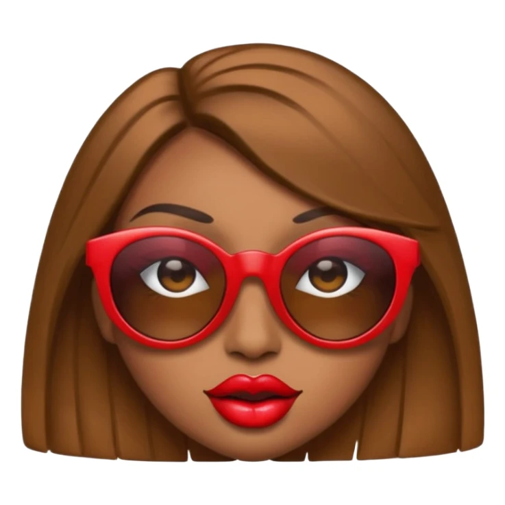 Diva emoji: emoji with sunglasses covering half the eyes, long eyelashes, brown eyes, big lips sticker