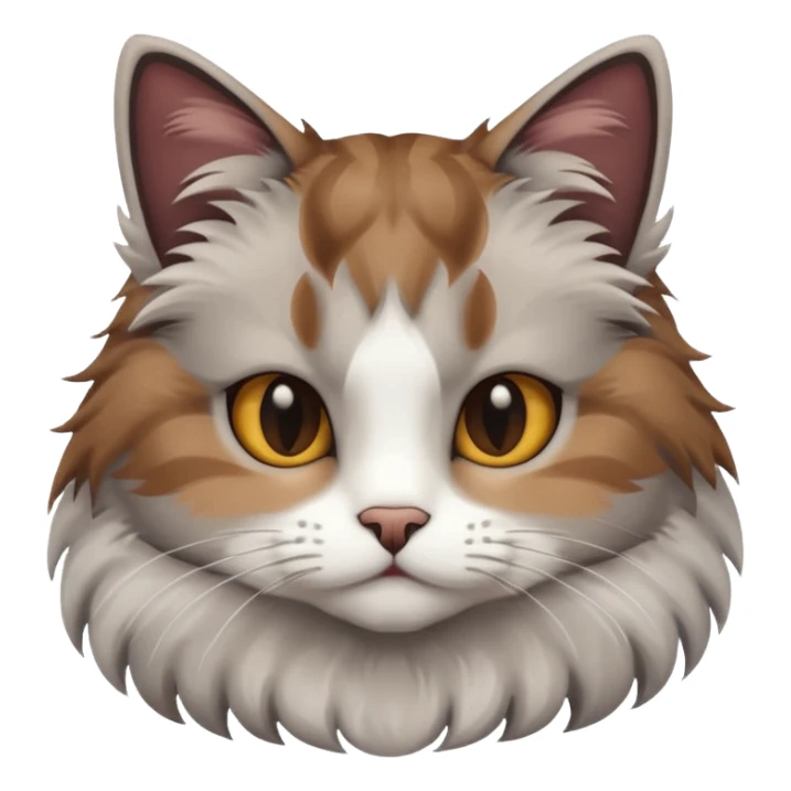 Gato peludo color gris,marron y blanco sticker