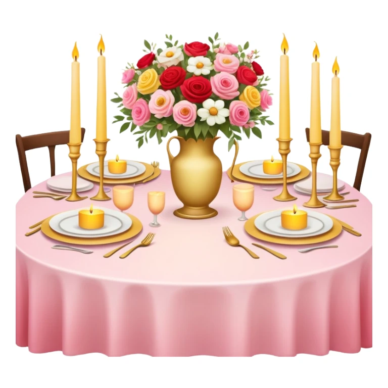 Romantic pink-red-gold-yellow-white pastel lush dinner table aesthetic sticker