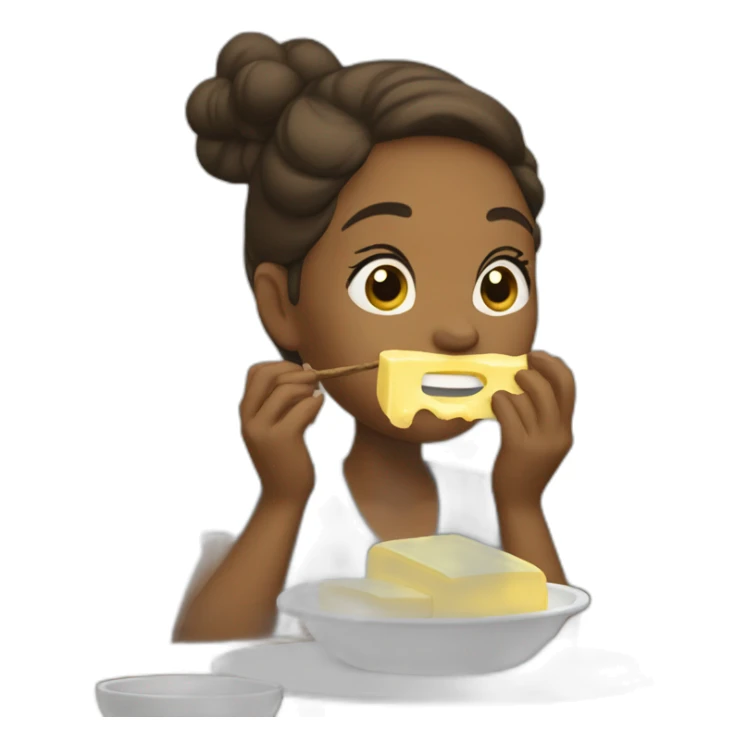 Woman eating a whole stick of butter sticker