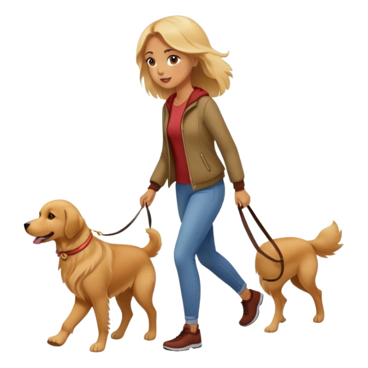 Beautiful girl walking a golden retriever dog sticker