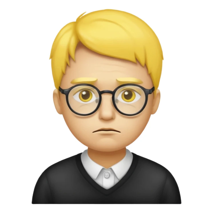 Una cara amarilla con lentes y que esté triste sticker