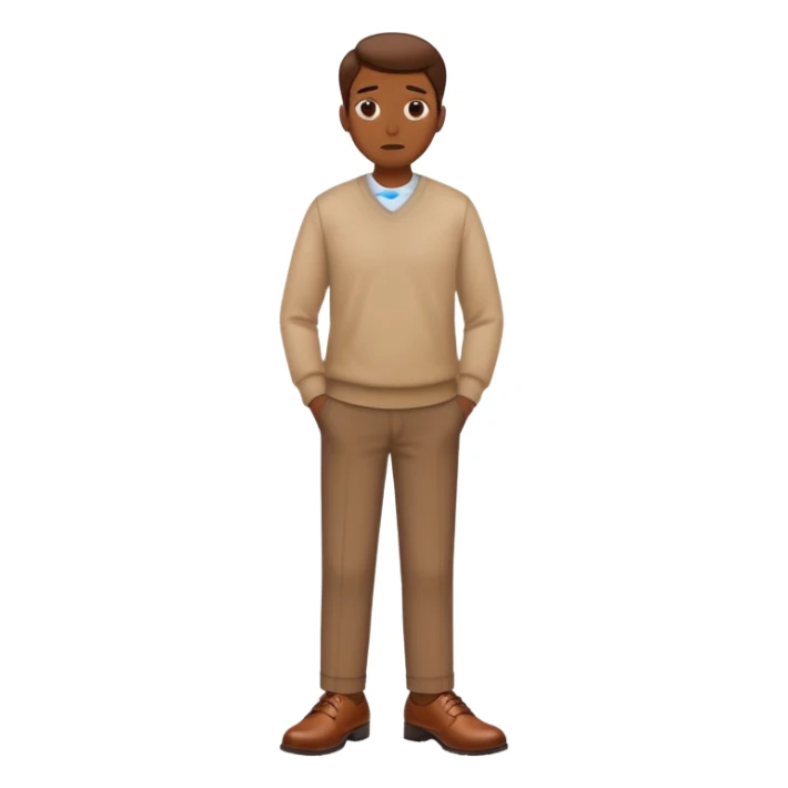person standing and thinking, wearing brown shoes sticker