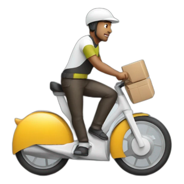 White Food delivery rider on bike. sticker