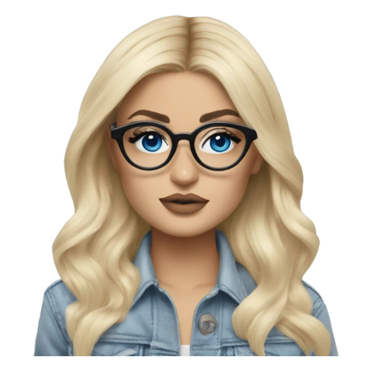 Hyper real blonde kylie jenner with blue eyes and glasses  sticker