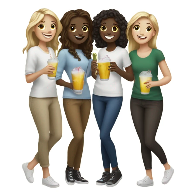 Group of 6 white  girls drinking  sticker