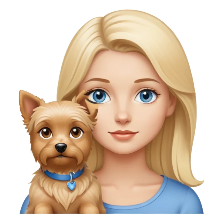 Blonde women blue eyes with Yorkshire dog sticker