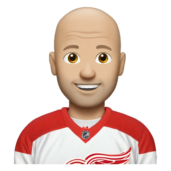 White bald man with Detroit red wings jersey  sticker