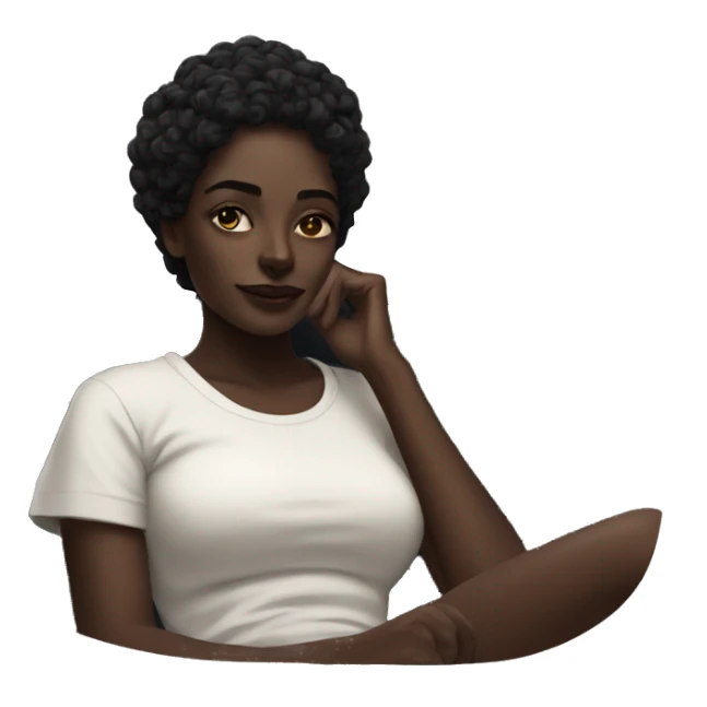 realistic portrait of dark beauty relaxing sticker