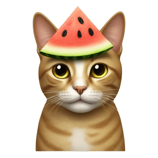 A cat with a watermelon on top of it head  sticker