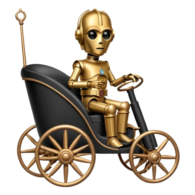 C-3PO policeman in 1864 delicate rosegold accent painted buggy powered by electric motors and batteries  sticker
