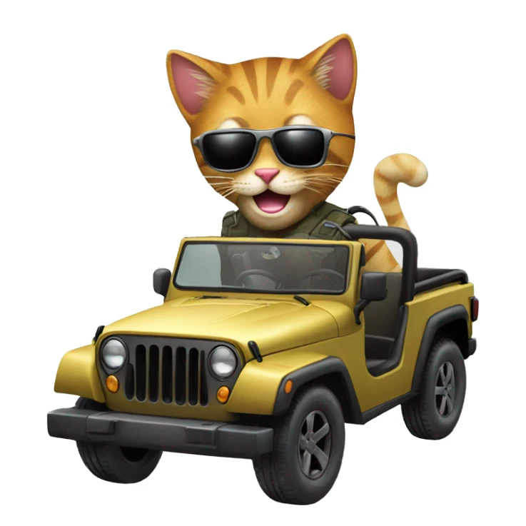 cool cat wearing sunglasses driving a giant jeep sticker