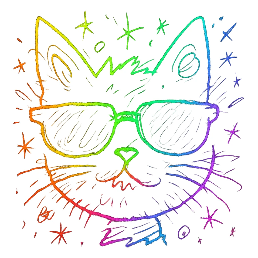 cat with sunglasses with neon glow sticker