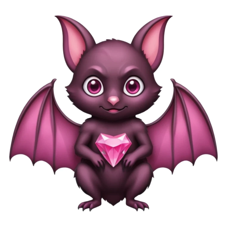 a normal bat witha pink diamond in its forhead, the full bat with his body, the diamond only in the forhead sticker