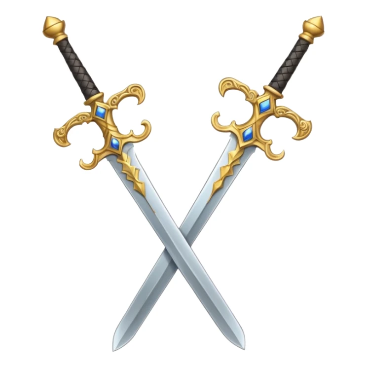 Two Golden royal swords with gold blades and gold handel sticker
