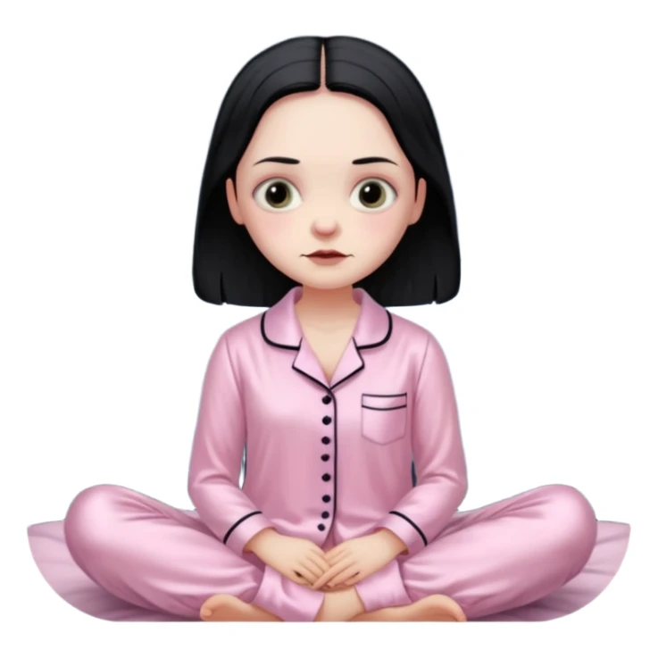 Full moon stunning Wednesday Addams in a Light pink silk pyjamas set sticker