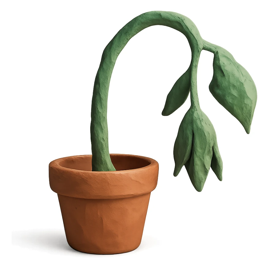 claymation style wilted plant sticker