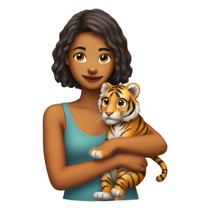 Girl with baby tiger sticker