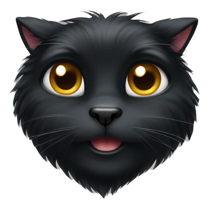 Long fur black cat sticker