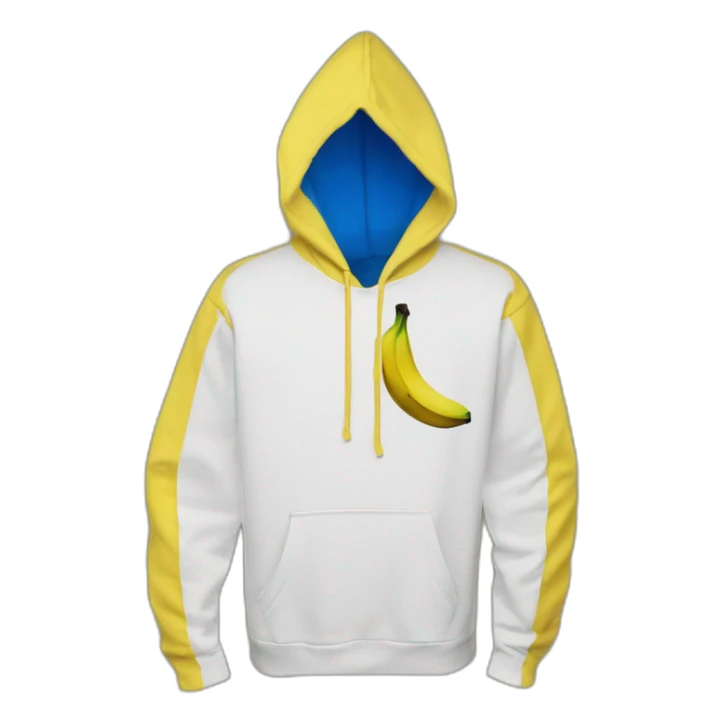 banana dominus hoodie with yello blue scary demon eyes sticker