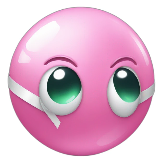 pink ball with top ribbon and white eye sticker