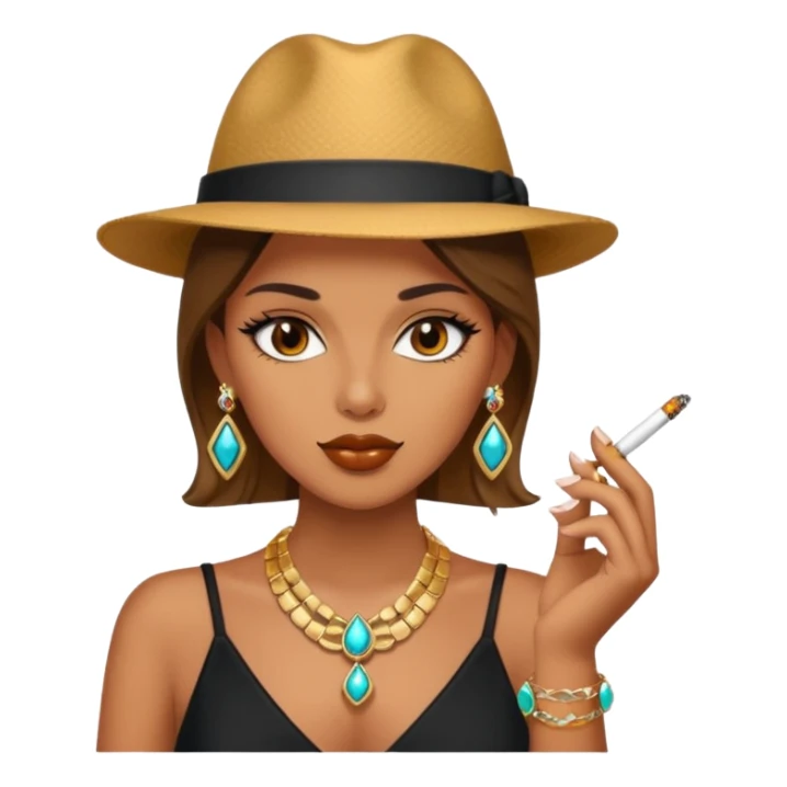 stylish girl with jewelry and smoking sticker