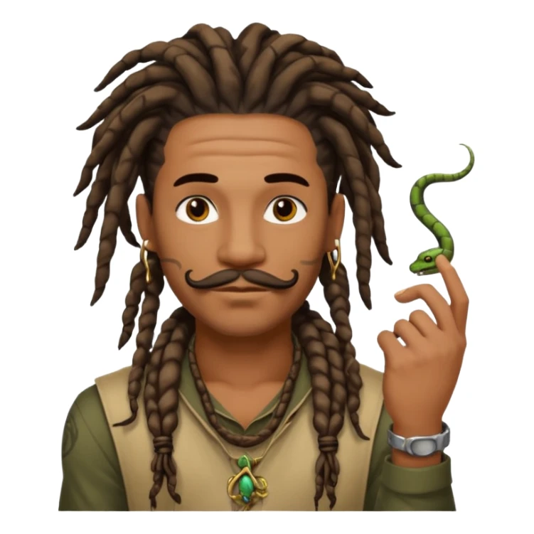 Black man with dreads and snake tattoo on forehead making a mustache with index finger sticker