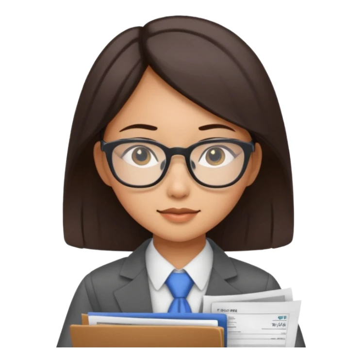 Asian girl accountant filing through financial papers sticker