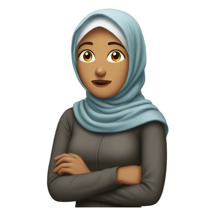 A confused woman with hijab sticker