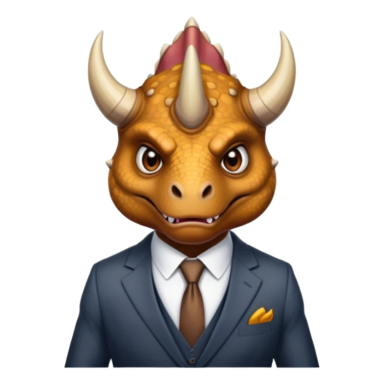 angry face of a triceratops in a suit sticker