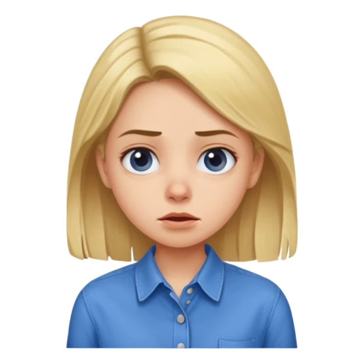 girl in a blue button-up shirt looking weirded out sticker