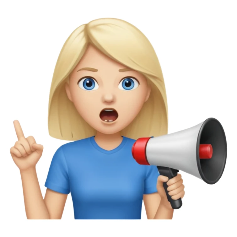  blue eyes blonde girl yelling into megaphone sticker