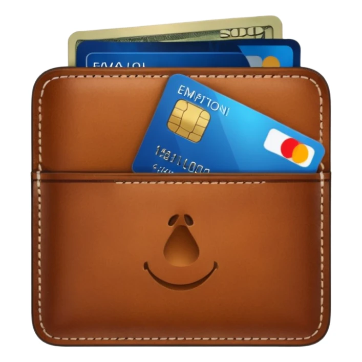 portefeuille marron avec quelques billets et carte bancaire sticker