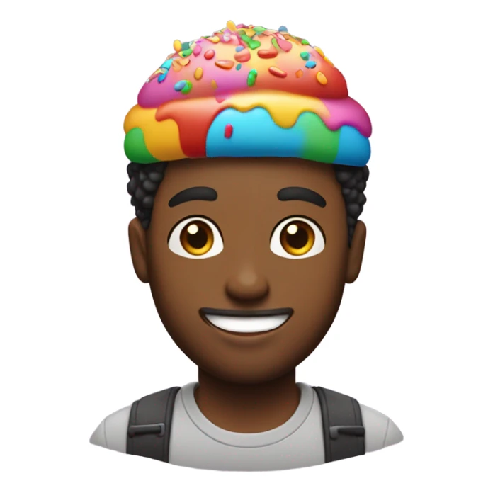 short hair guy w a hat enjoying a sprinkles cupcake sticker