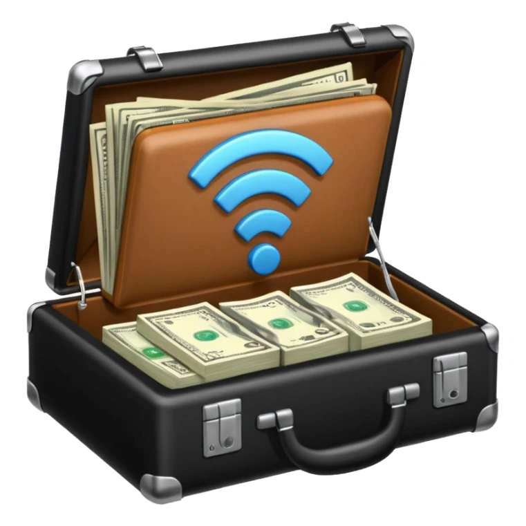 open wifi money filled briefcase sticker