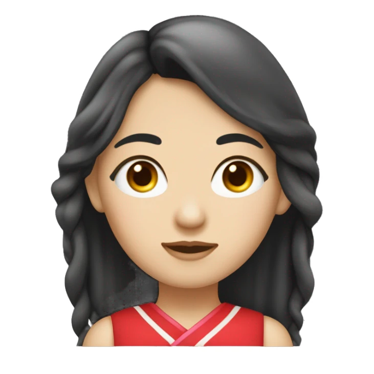 ragazza con i capelli neri, naso normale, orecchie, occhi da cinese papilla scura e pelle bianca con i cuoricini attorno sticker