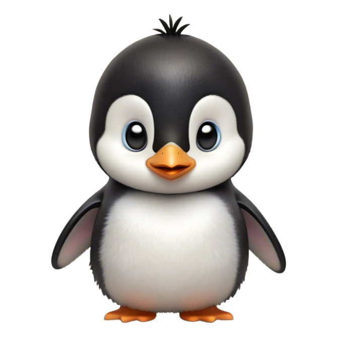 Cinematic Comical Baby Penguin Portrait Emoji, Head tilted dramatically with an exaggeratedly shocked expression, featuring delightfully fluffy plumage with wide, comically expressive eyes full of humorous disbelief, Simplified yet hilariously expressive features, highly detailed, glowing with a slightly sassy polar glow, high shine, dramatic yet playful, stylized with an air of cheeky innocence, soft glowing outline, capturing the essence of a meme-worthy baby penguin that seems ready to side-eye its way into viral fame! sticker