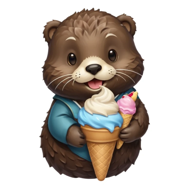 Sea otter with an ice cream cone  sticker