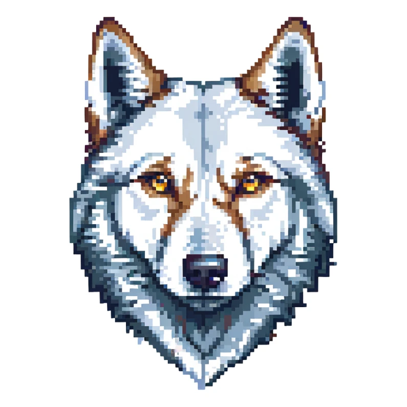 pixel art style face of an American wolfdog sticker