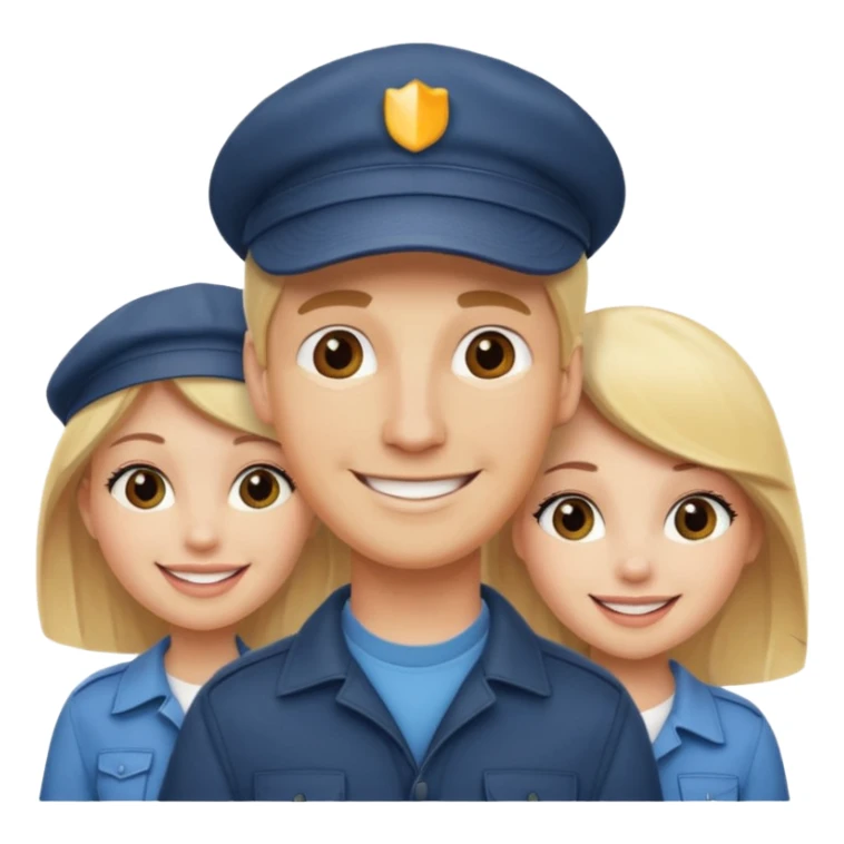 Two blonde women and a man with cap on  sticker