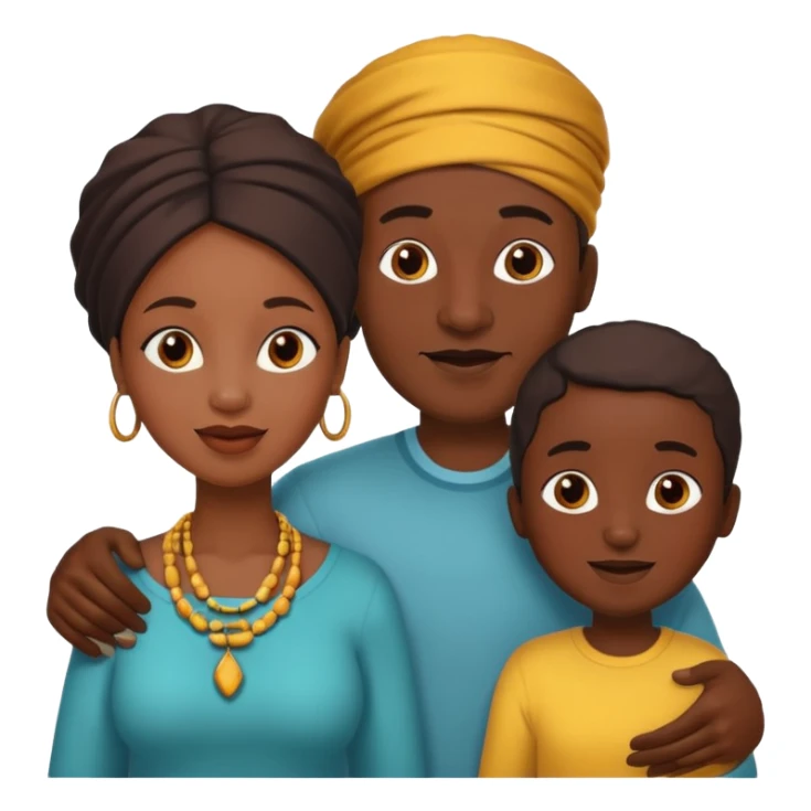 African parents, lively expressions, cultural details, playful toon style sticker