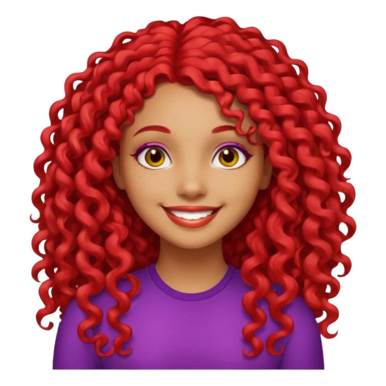 pretty girl black light skin, red long curly hair  sticker
