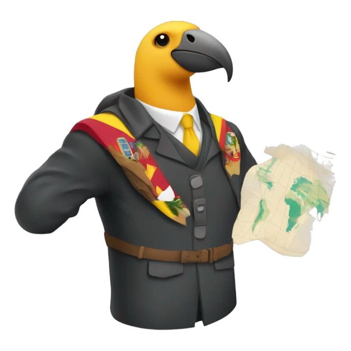 Condor vestido como turista y con un mapa del ecuador en la mano sticker