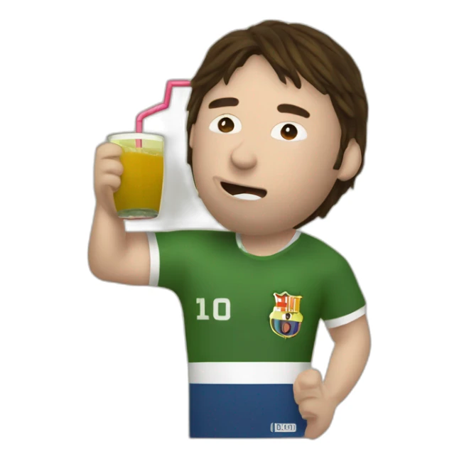 messi drinking yerba mate from a yerba mate gourd with a straw sticker