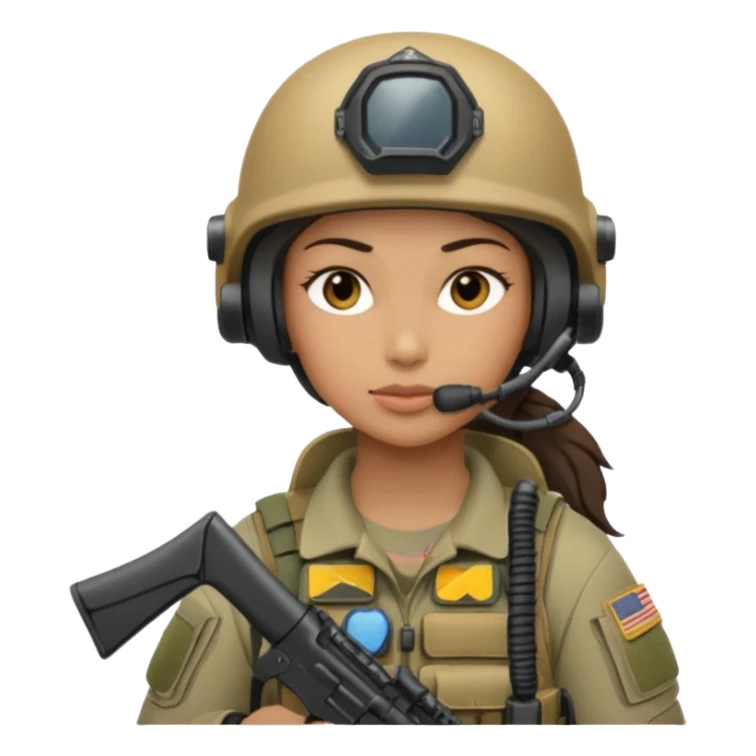 female special operations communications operator with combat gear head profile only sticker