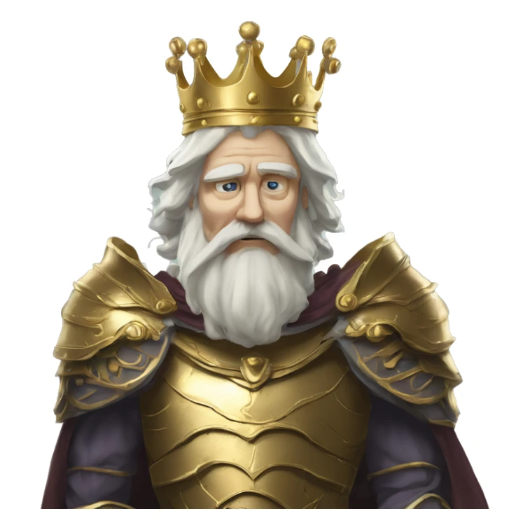 Vintage King hamlet old man big beard gold crown wearing armour fading ghost hands out trapped melting into wisps sticker